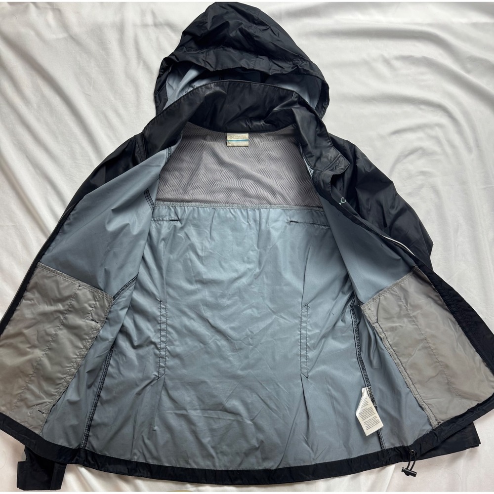 Columbia Womens Black Hooded Windbreaker Jacket Mesh Lined Full Zip Small - Picture 4 of 13